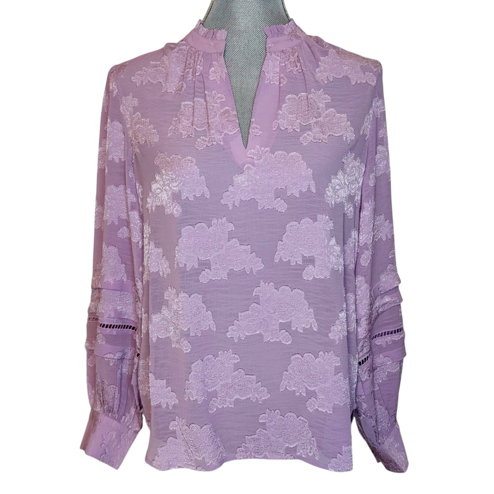 Chico’s Lavender Sheer Floral Blouse